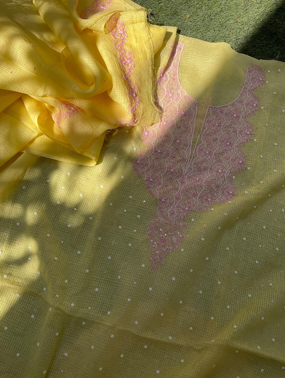 Élégant ensemble Kota Chikankari non cousu