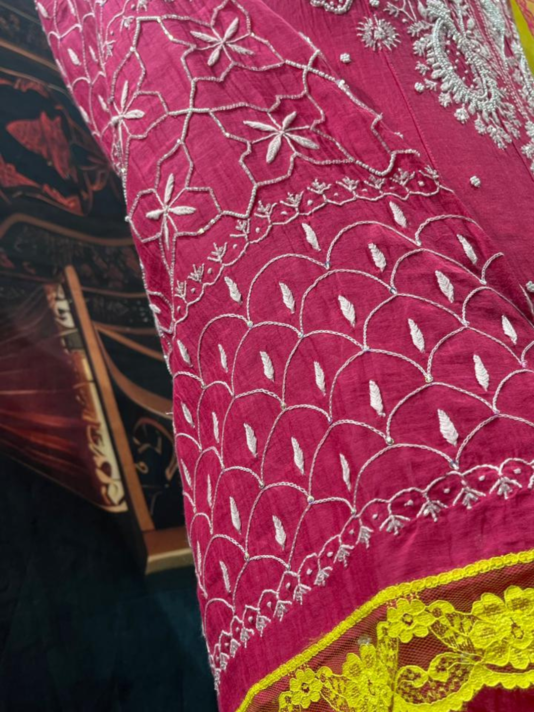 Ensemble Anarkali élégant en mousseline de coton Chikankari