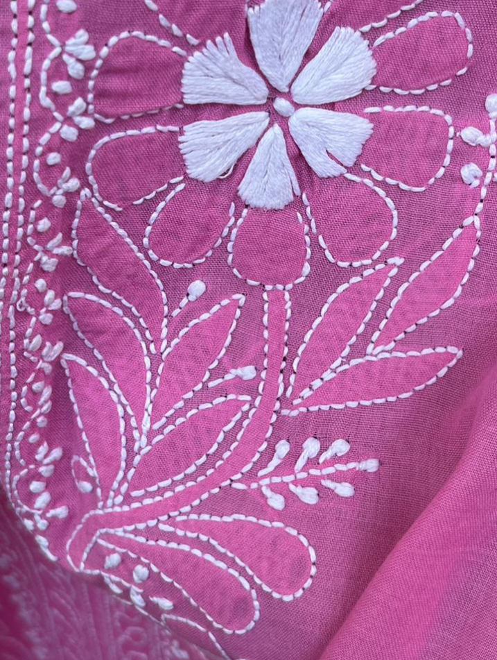 Kurta en voile de pur coton Chikankari