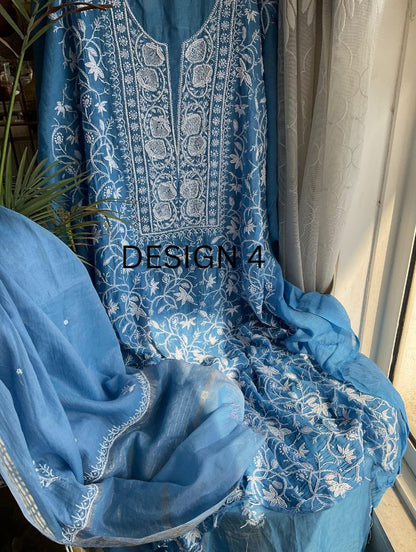 Ensemble vaporeux en chikankari de mulmul