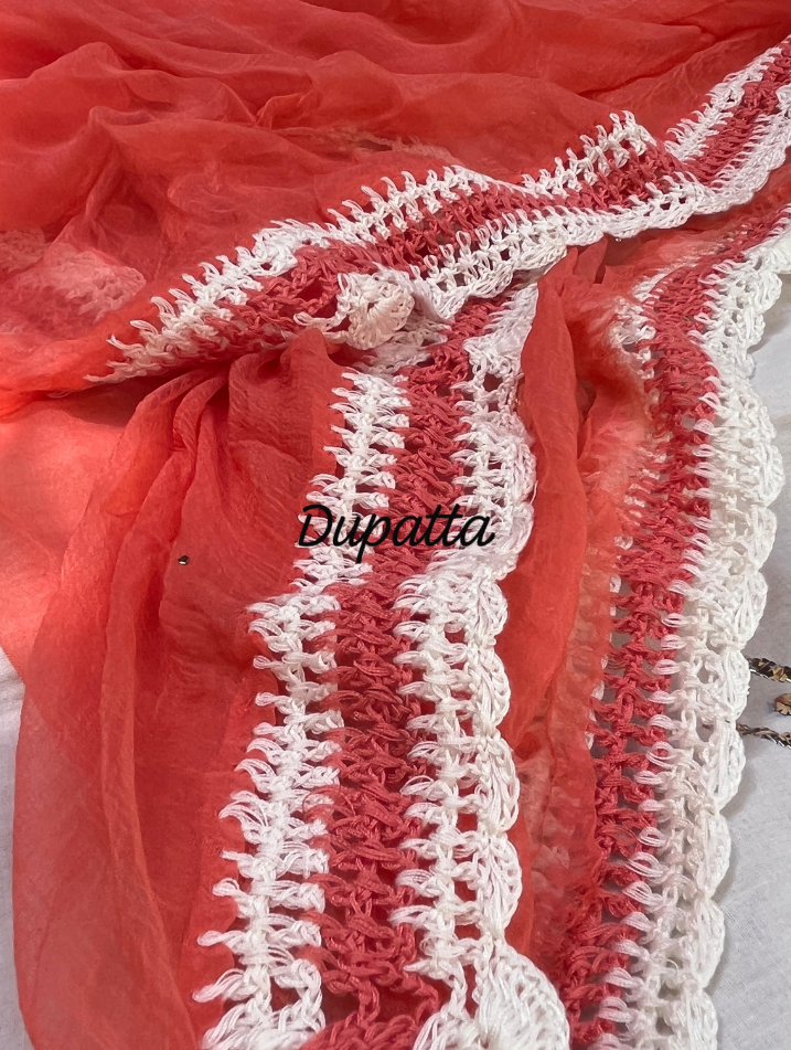 Cotton Voile Chikankari Appliqué Ensemble