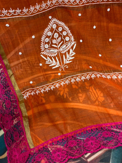 Elegant Mulmul Chikankari Anarkali Set