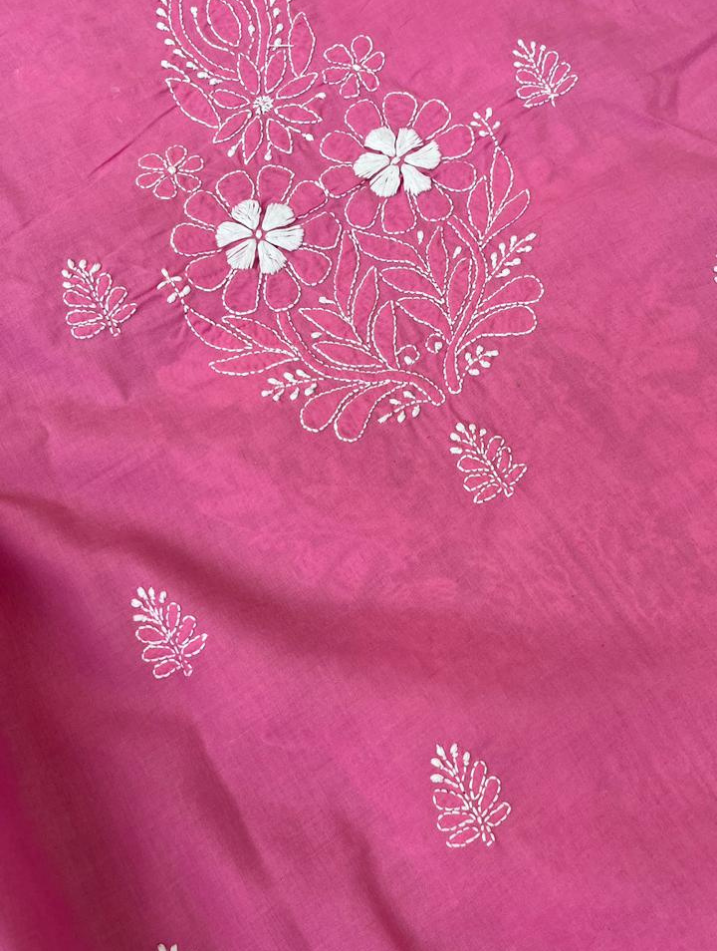 Kurta en voile de pur coton Chikankari