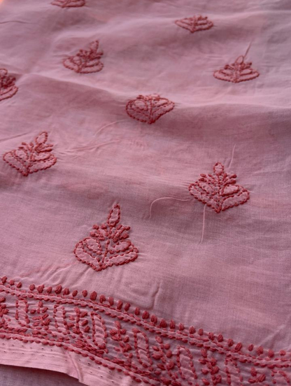 Ensemble en voile de coton pur Chikankari