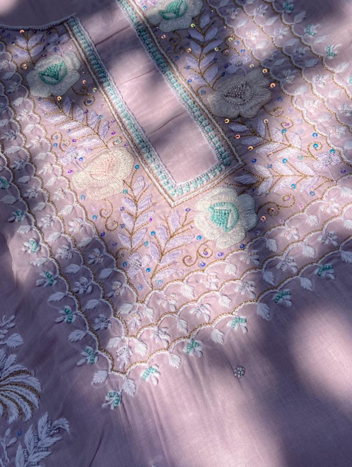 Kurta en voile de pur coton Chikankari