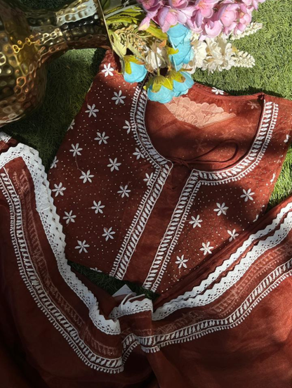 Le charme festif de l'organza Chikankari
