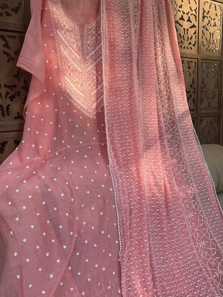 Ensemble élégant en Mulmul Chikankari