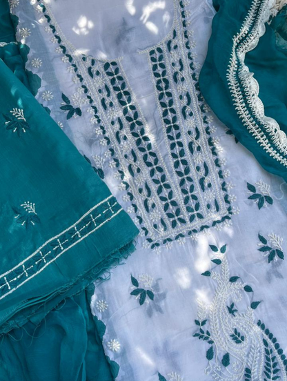 Ensemble Chikankari en Voile Pur Coton