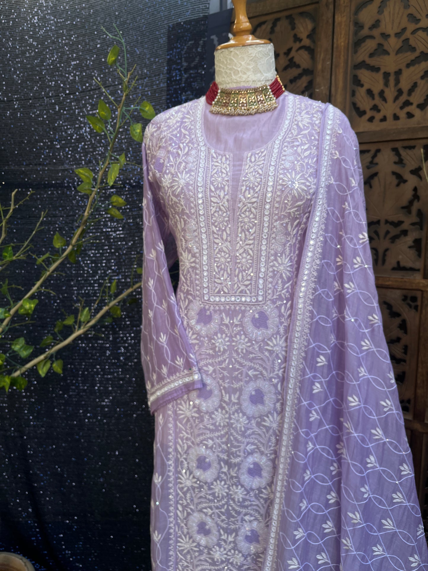 straight kurta set with heavy dupatta