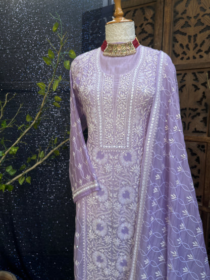 straight kurta set with heavy dupatta
