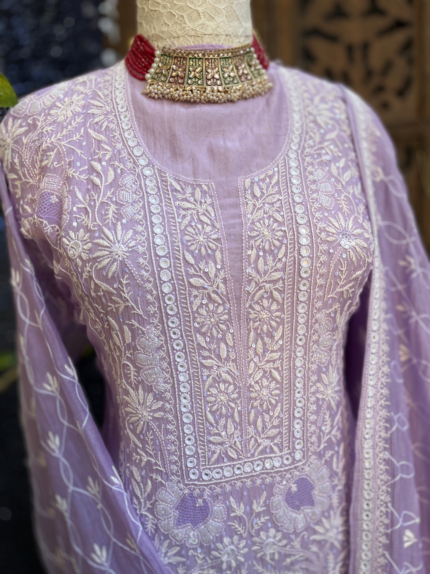 straight kurta set with heavy dupatta