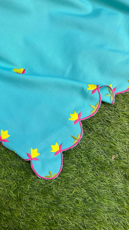 Sky-blue Boolan kurta set