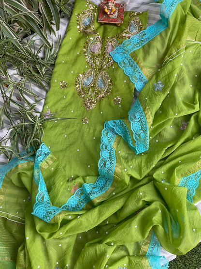Mulmul Chanderi Kurta and Dupatta Set