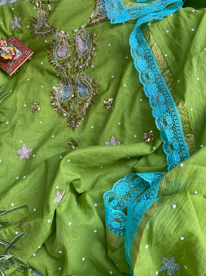 Mulmul Chanderi Kurta and Dupatta Set