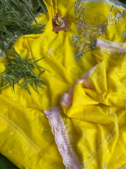 Mulmul Chanderi Kurta and Dupatta Set
