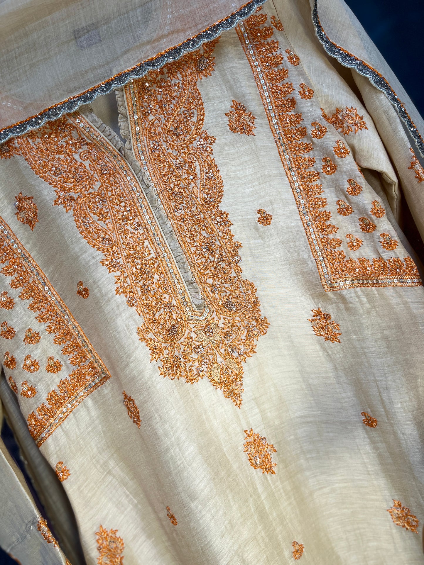 A Line Suit with Organza Dupatta