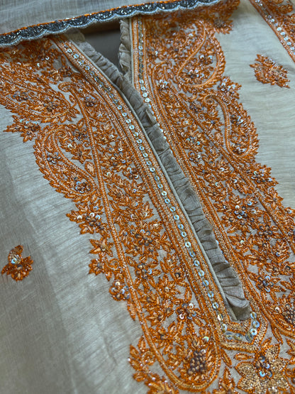 A Line Suit with Organza Dupatta