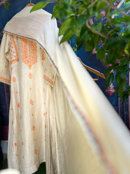 A Line Suit with Organza Dupatta