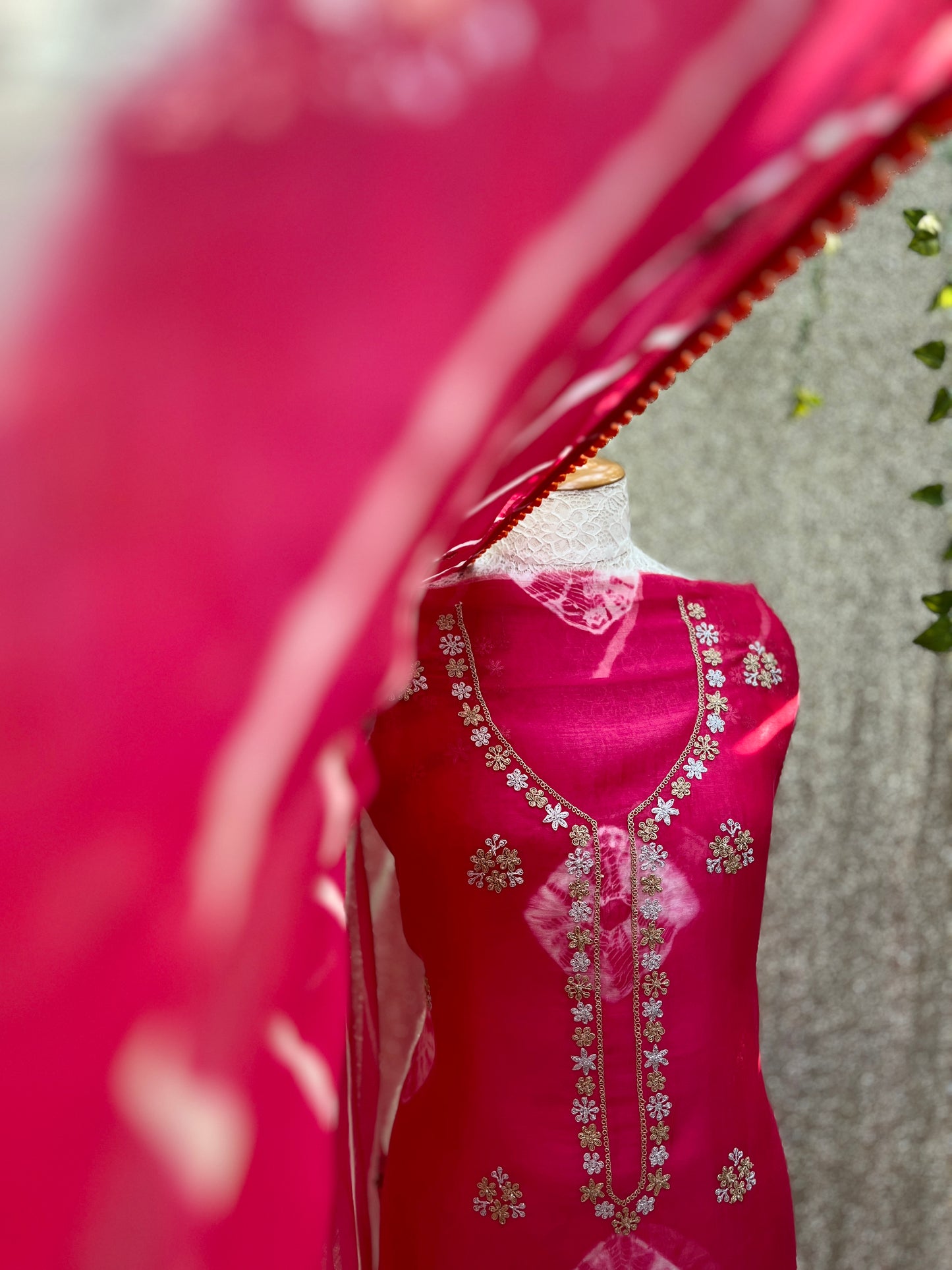 Pure silk Bandhani suit with Dupatta