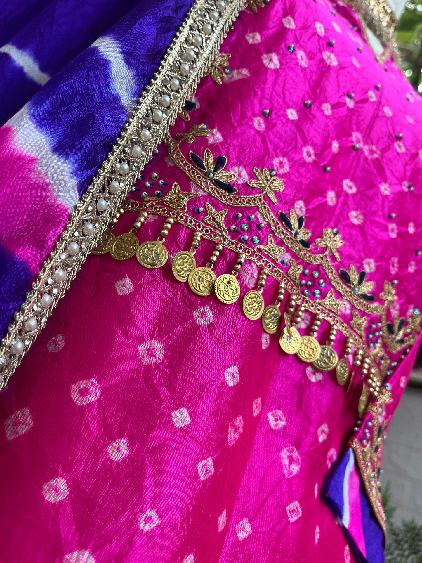 Neon pink pure crepe kurta set