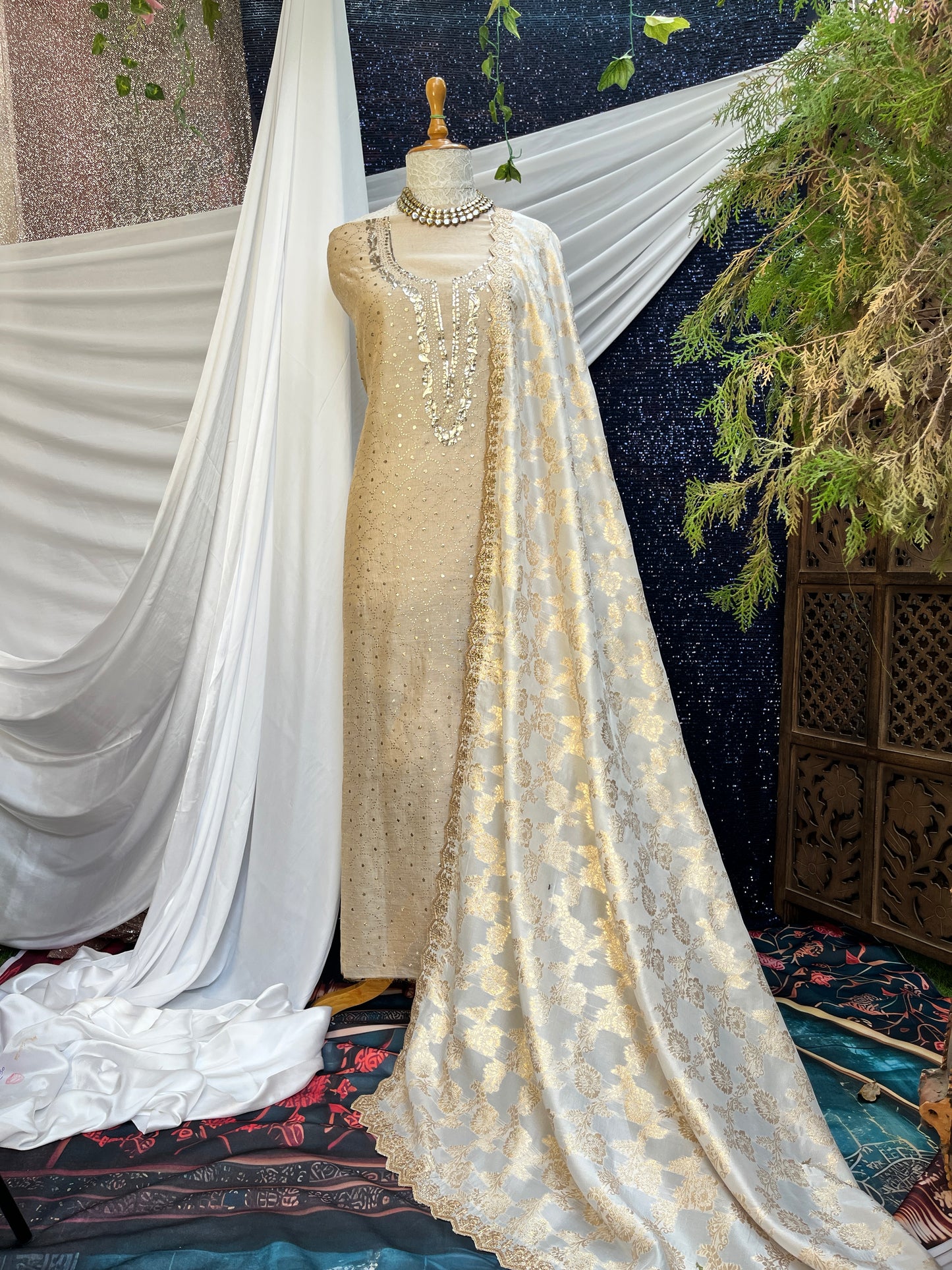 Pure Tissue Kurta with Pure Banarasi Silk Dupatta