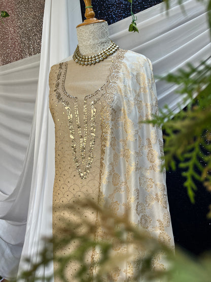 Pure Tissue Kurta with Pure Banarasi Silk Dupatta