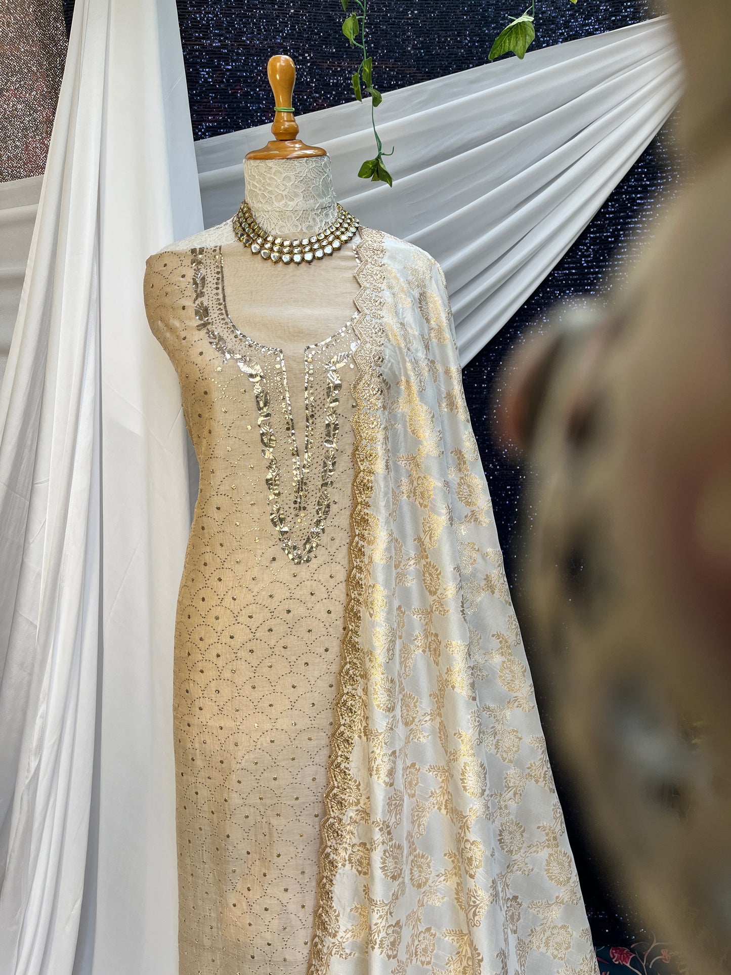 Pure Tissue Kurta with Pure Banarasi Silk Dupatta