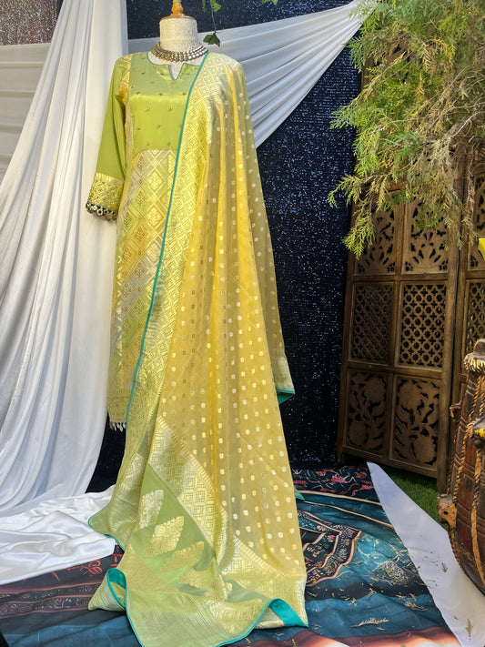 Georgette Khaddi Banarasi silk kurta set