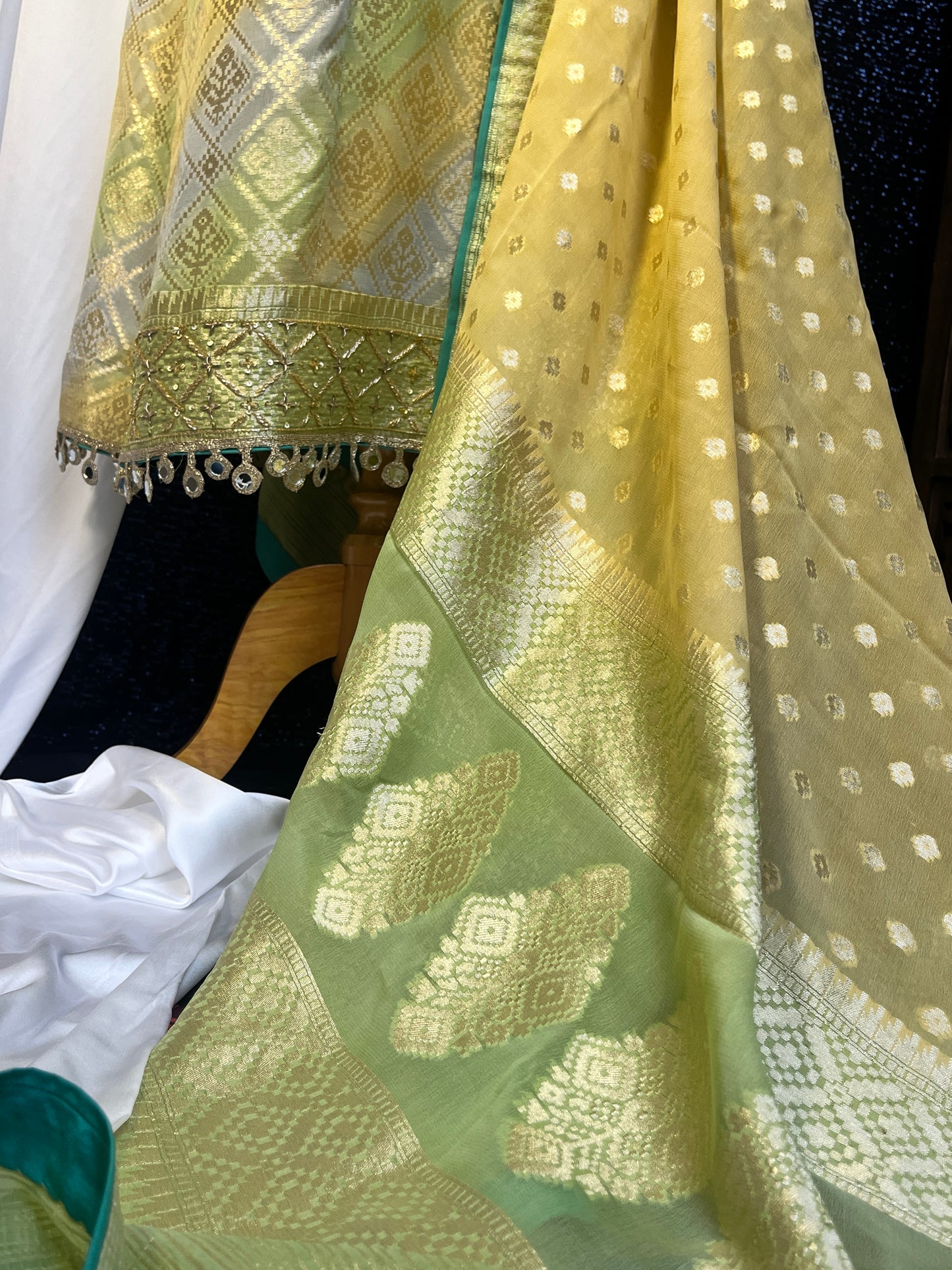 Georgette Khaddi Banarasi silk kurta set