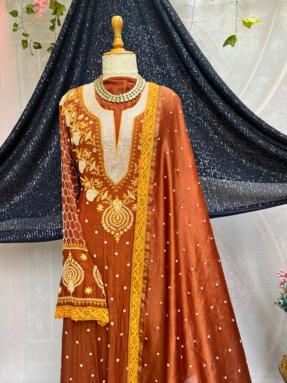 Mulmul Anarkali with Handcrafted Embroidery