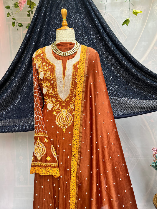 Mulmul Anarkali with Handcrafted Embroidery