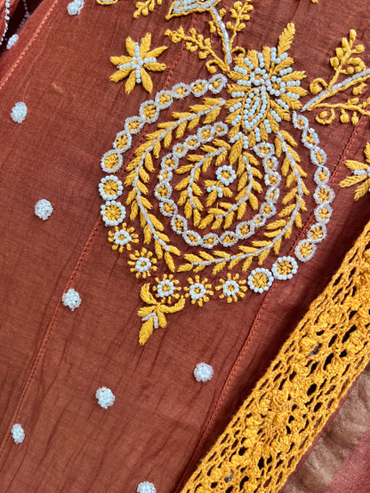 Mulmul Anarkali with Handcrafted Embroidery