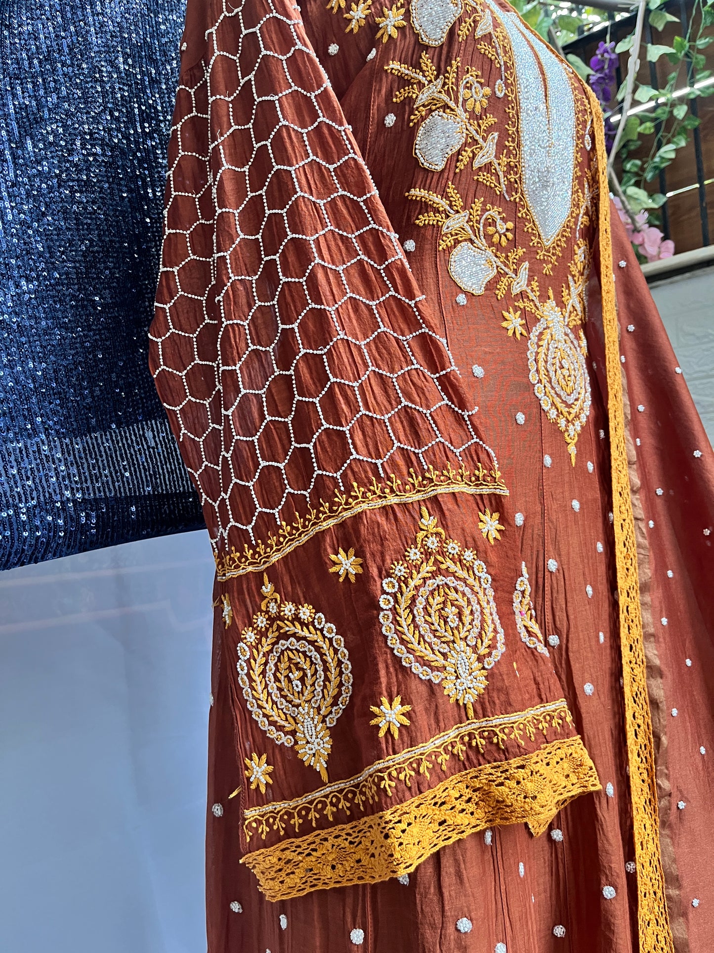 Mulmul Anarkali with Handcrafted Embroidery