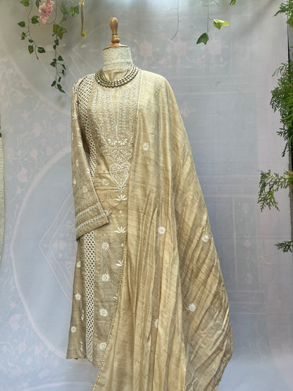 Tussar silk kurta and dupatta set