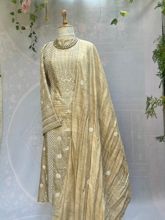 Tussar silk kurta and dupatta set