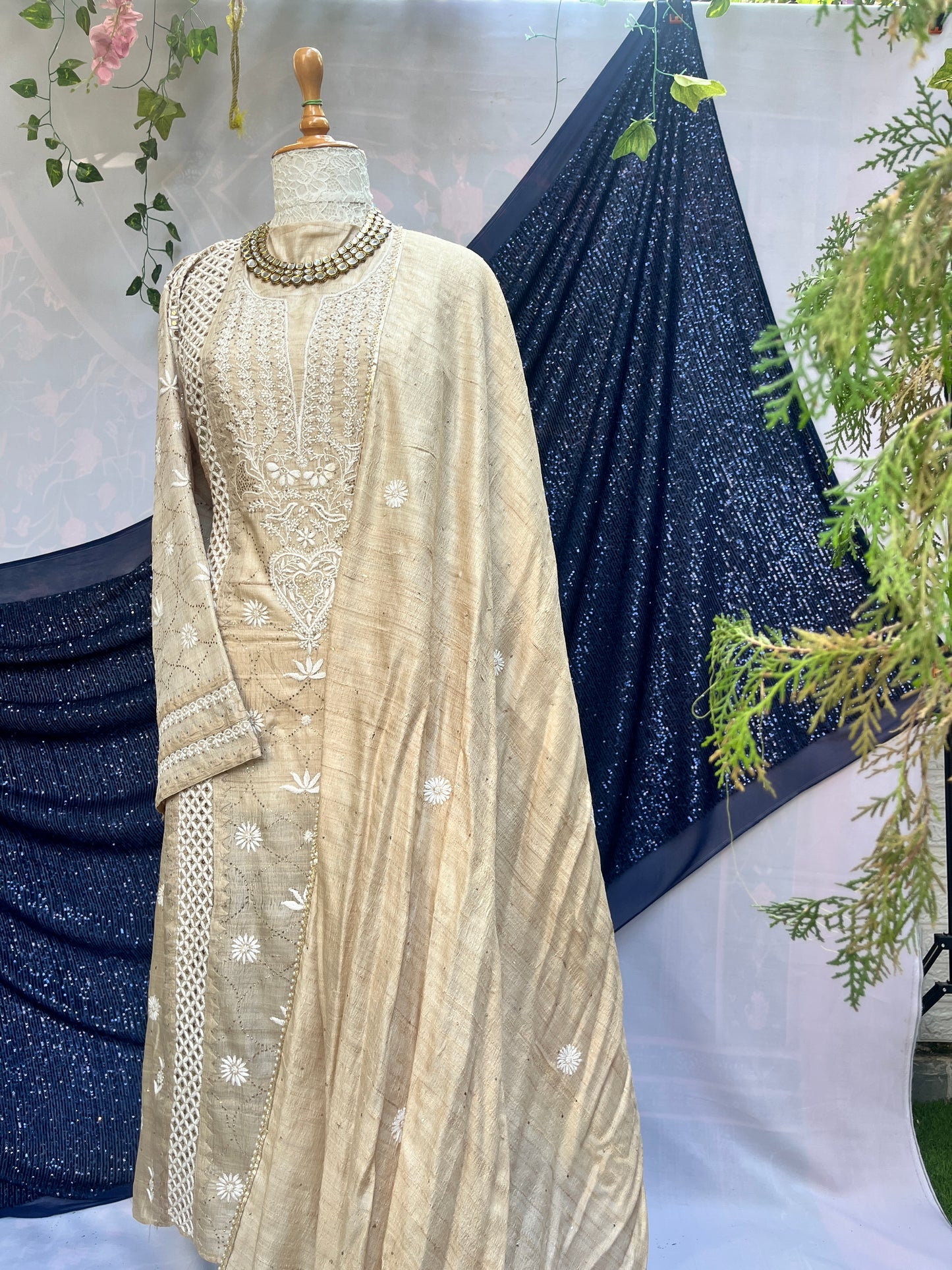 Tussar silk kurta and dupatta set