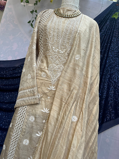 Tussar silk kurta and dupatta set