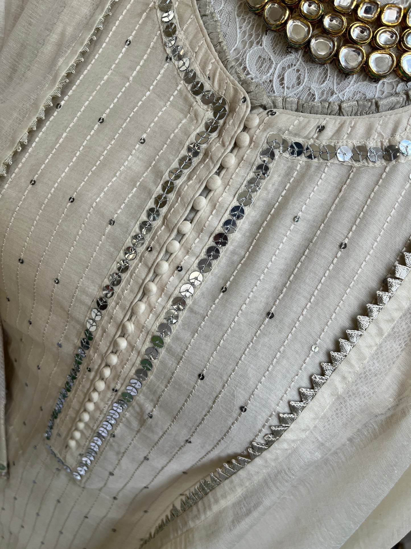 Chanderi silk kurt set with dupatta and pants