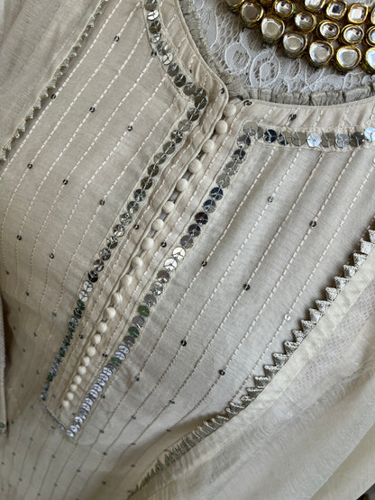 Chanderi silk kurt set with dupatta and pants