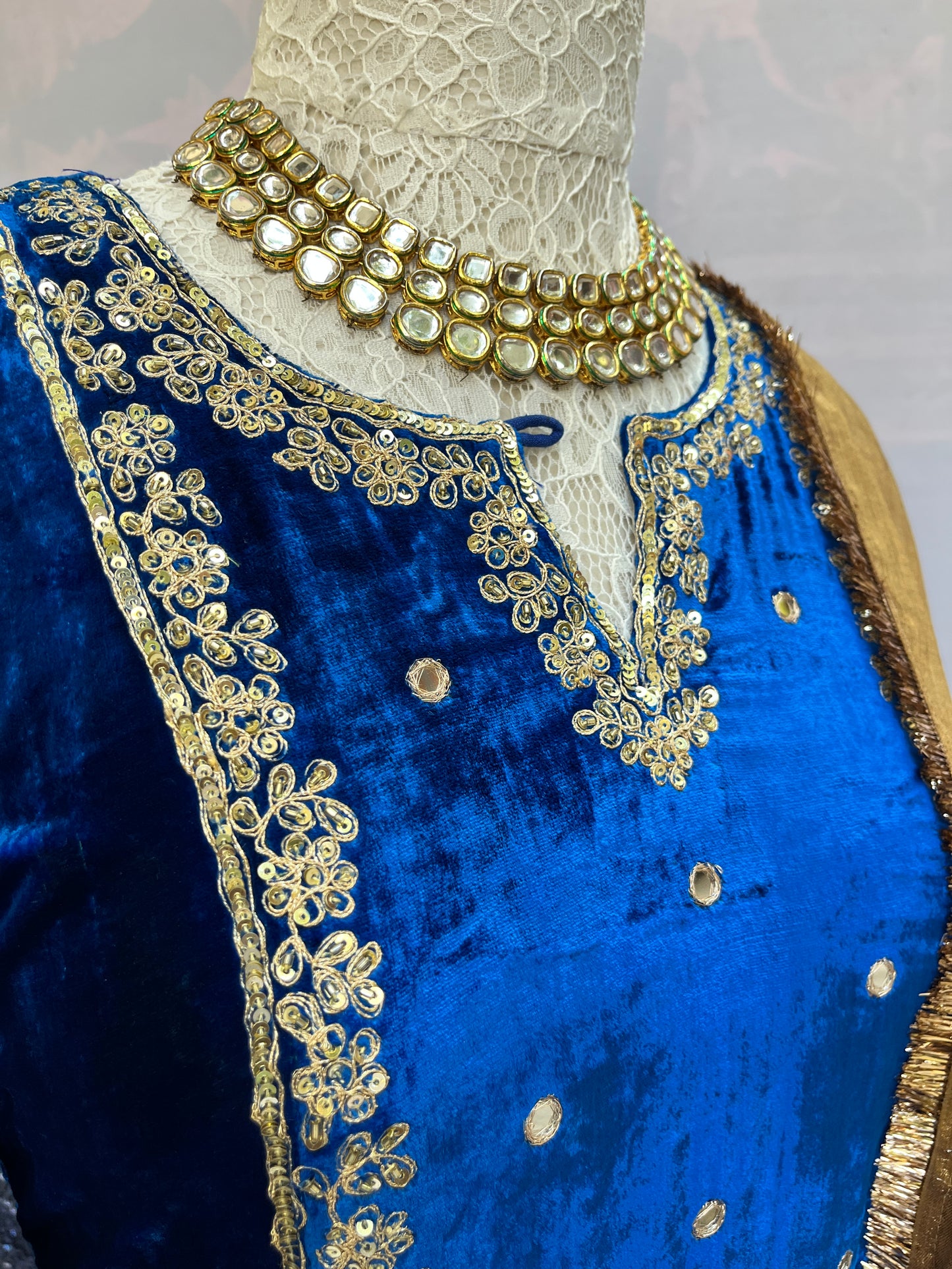 Regal Silk Velvet Suit with Ethereal Tissue Dupatta