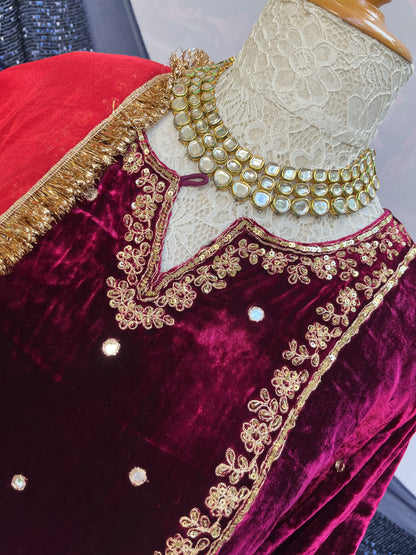 Regal Silk Velvet Suit with Ethereal Tissue Dupatta