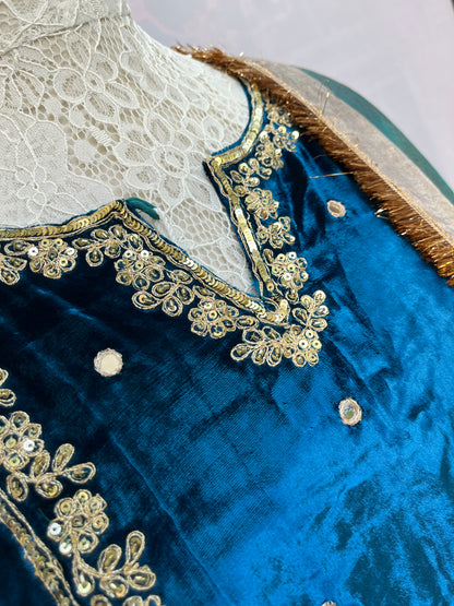Silk Velvet Suit with Ethereal Tissue Dupatta