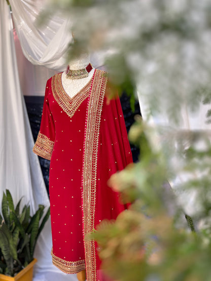 Sequins, and golden dori embroidery kurta set