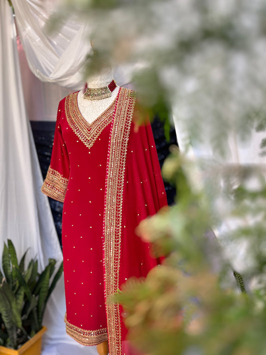 Sequins, and golden dori embroidery kurta set