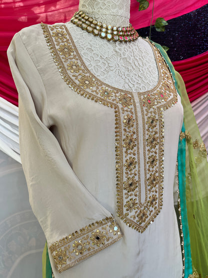 Beautiful Kurta with Silk Bandhani sharara