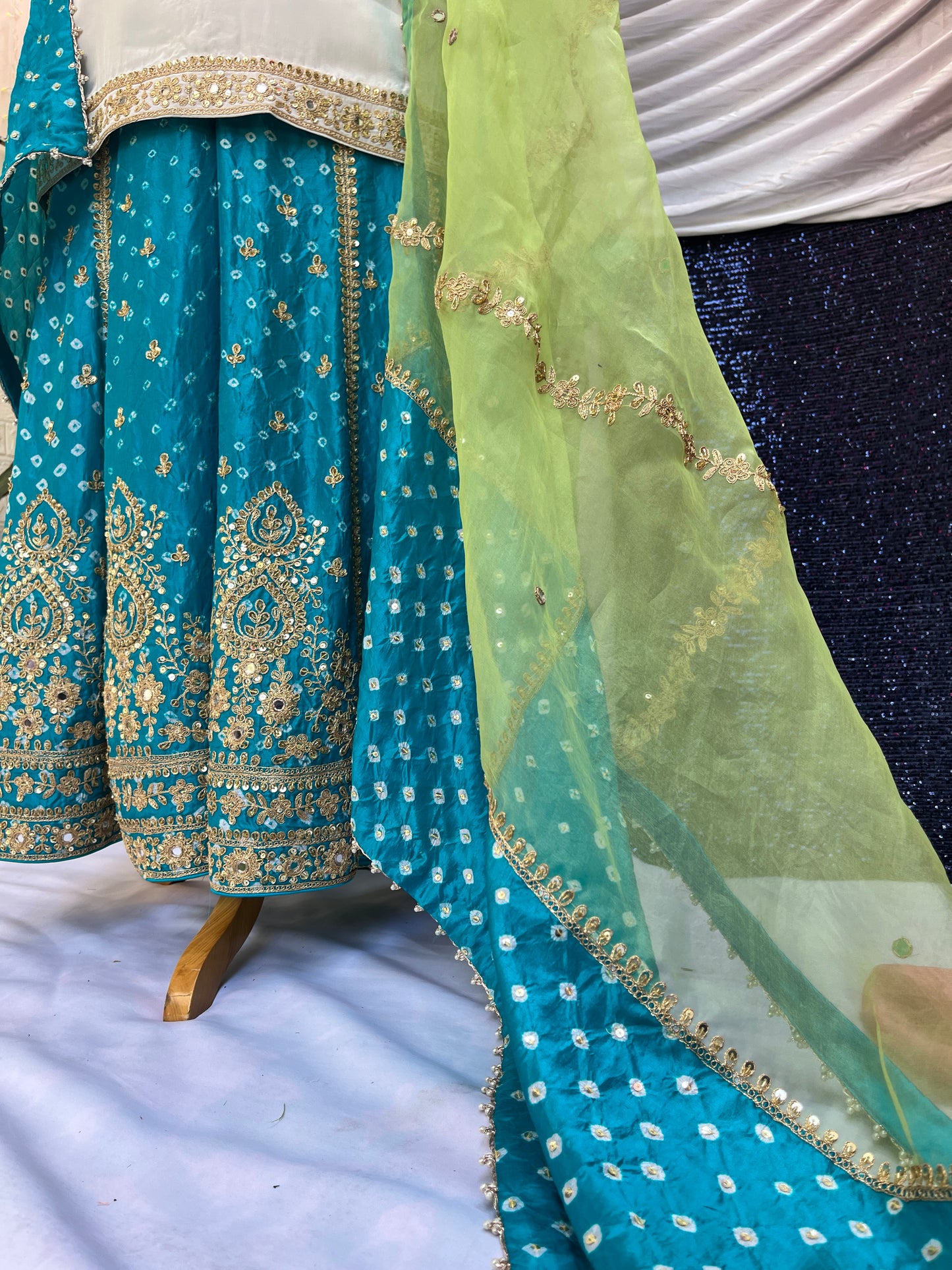 Beautiful Kurta with Silk Bandhani sharara