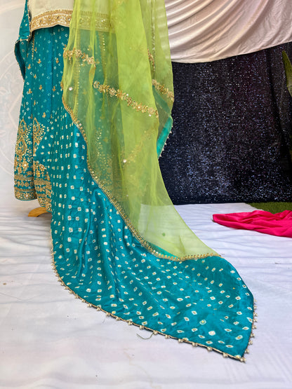 Beautiful Kurta with Silk Bandhani sharara