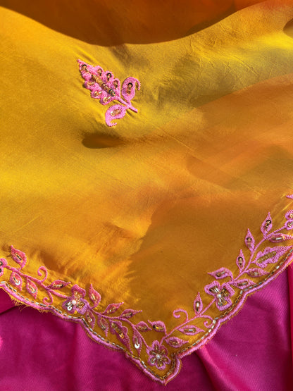 Mustard Yellow Garara Set with Organza Dupatta