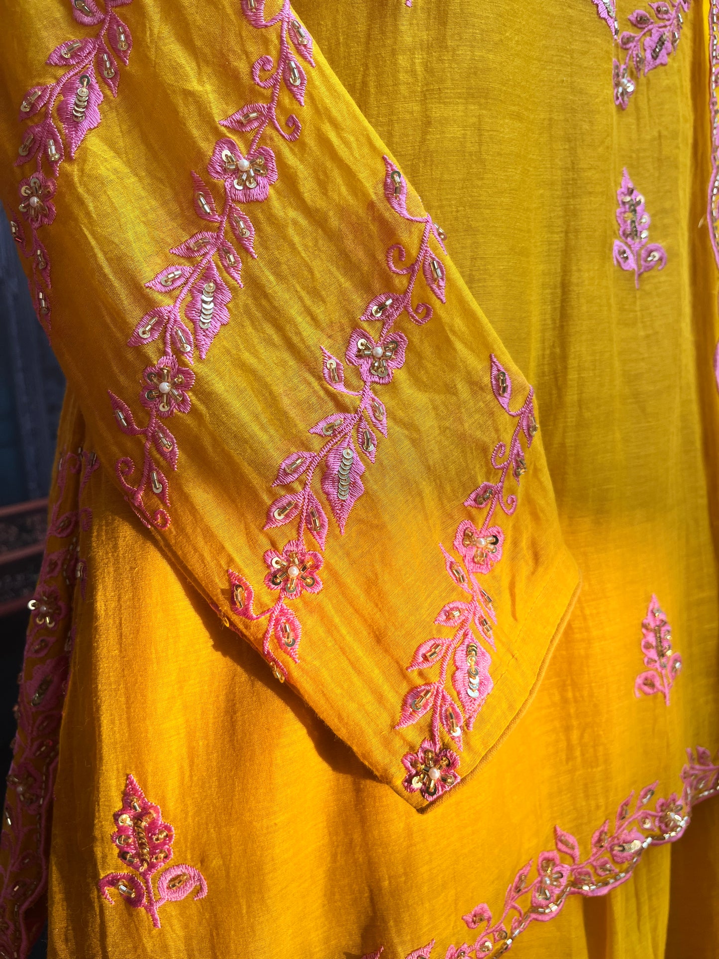 Mustard Yellow Garara Set with Organza Dupatta