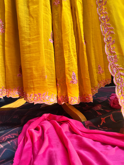 Mustard Yellow Garara Set with Organza Dupatta